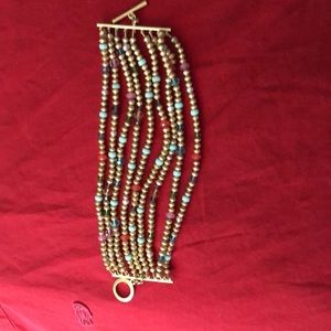 LAUREN RALPH LAUREN BRACELETW/GOLD+BLUE +RED BEADS